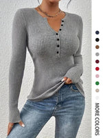SHASHA™ - Elegant Chic Slim Fit Long Sleeve Round Neck Tops