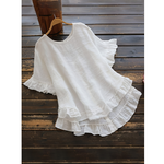 EVITA™ - Simple Plus Size Ruffle Hem Summer Blouse