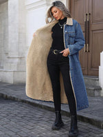 FLORA™ -  Elegant Women's Long Denim Jacket with Fleece Lining Single-Breasted
