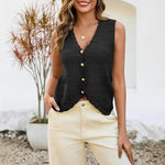 CHARON™ – Chic Sleeveless Lightweight Button Cardigan