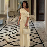 ROSETTA™ - Elegant One Shoulder Evening Maxi Dress