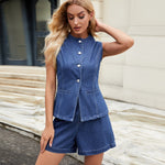 HARPERY™ - Comfy Sleeveless Summer Denim Co-Ord Set